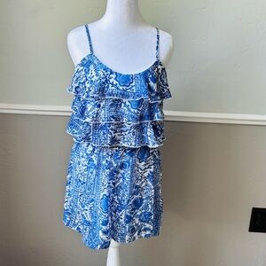 Emerald Sundae Romper - Women - M Blue and White